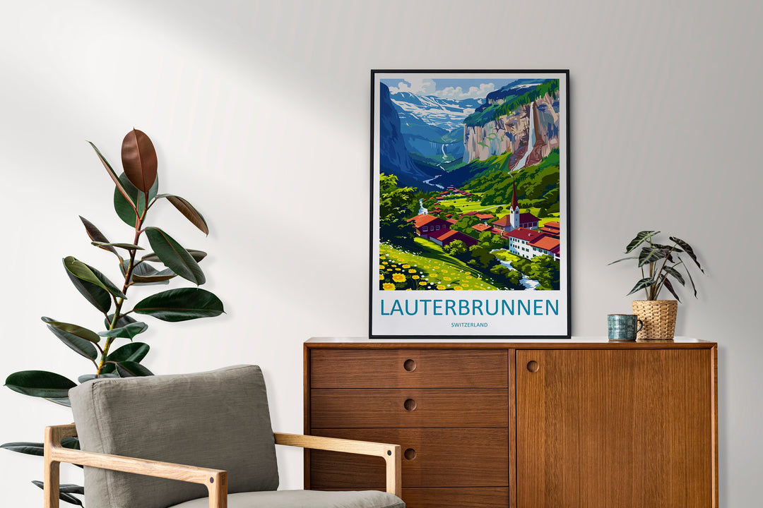 Lauterbrunnen Print Lauterbrunnen Home Décor Switzerland Art Print Lauterbrunnen Wall Print For Switzerland Gift Wall Hanging Switzerland