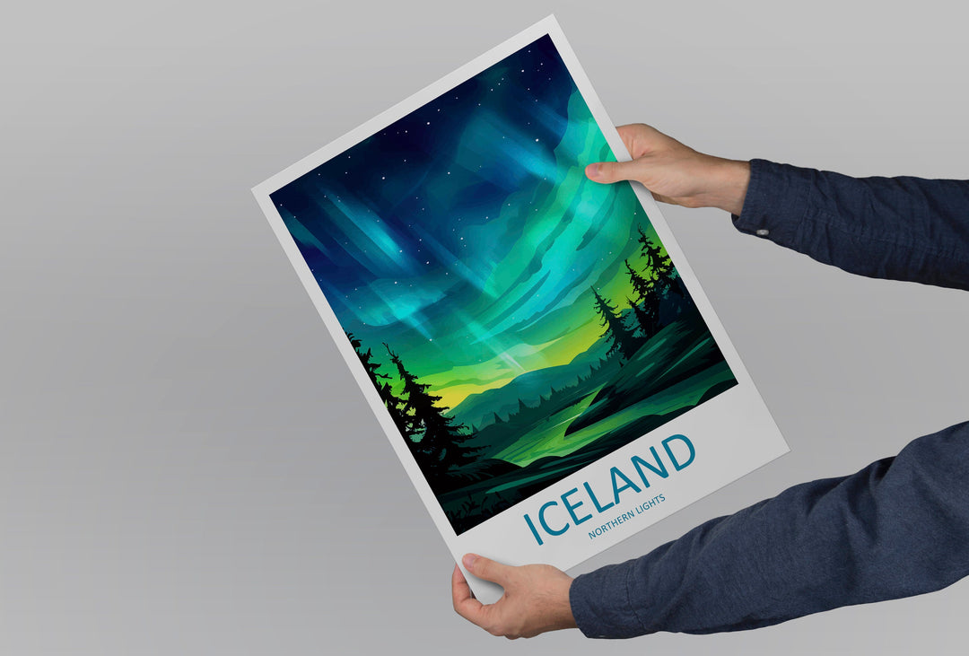 Northern Lights Travel Print Wall Art Aurora Borealis Wall Hanging Home Décor Aurora Borealis Gift Art Lovers Iceland Art Lover Gift Decor
