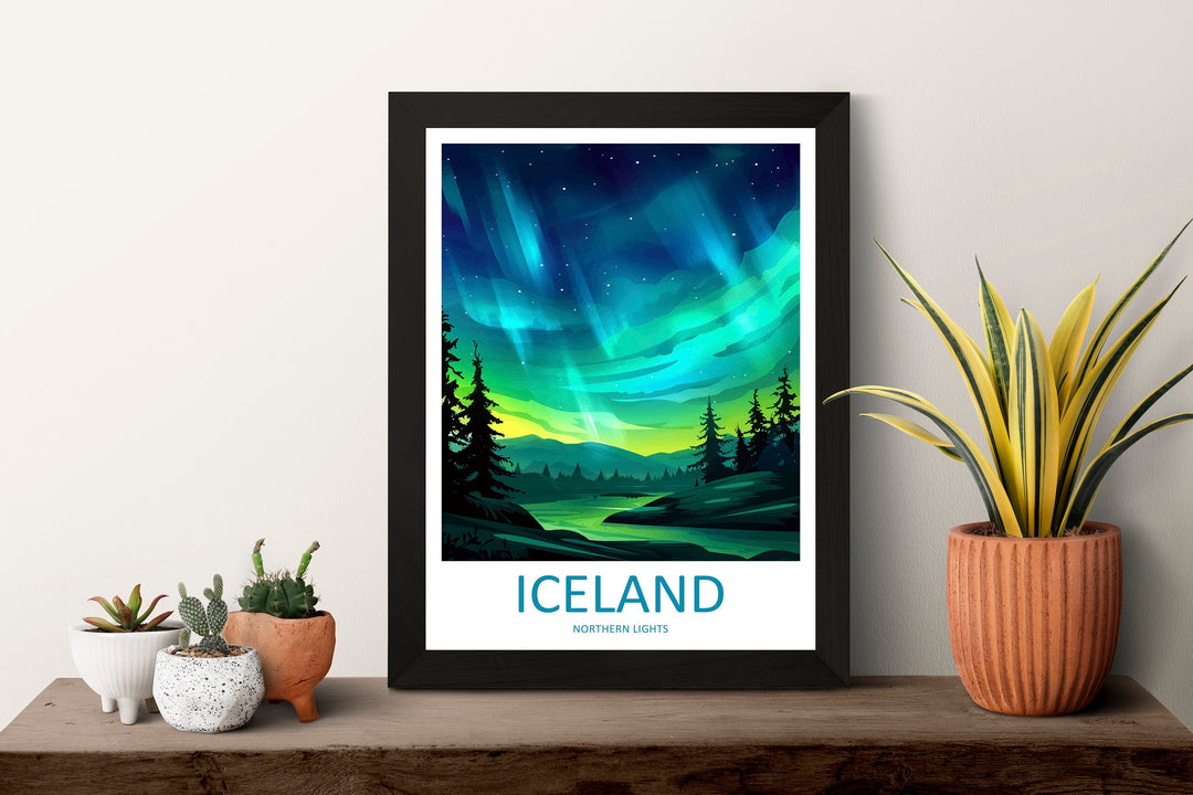 Northern Lights Travel Print Wall Art Aurora Borealis Wall Hanging Home Décor Aurora Borealis Gift Art Lovers Iceland Art Lover Gift Decor