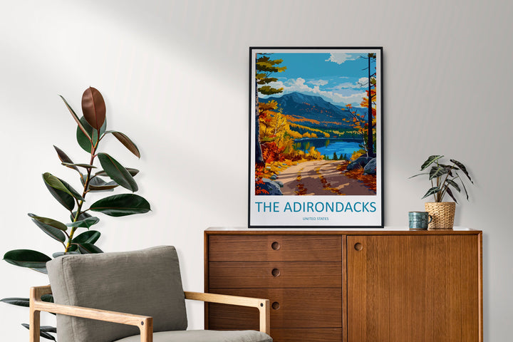 The Adirondacks Travel Print Wall Art The Adirondacks Wall Hanging Home Décor The Adirondacks Gift Art Lovers New York State Art Gift