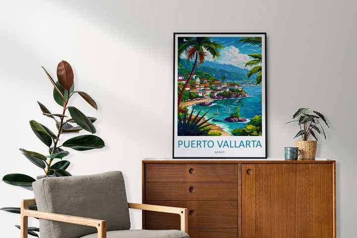 Puerto Vallarta Travel Print Wall Art Puerto Vallarta Wall Hanging Home Decor Puerto Vallarta Gift Art Lovers Wall Art Print Art Mexico Art