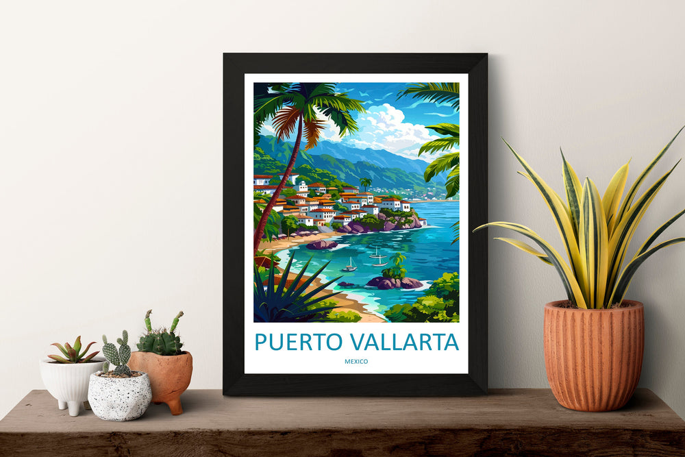 Puerto Vallarta Travel Print Wall Art Puerto Vallarta Wall Hanging Home Decor Puerto Vallarta Gift Art Lovers Wall Art Print Art Mexico Art