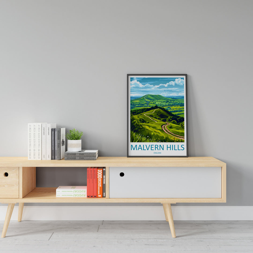 Malvern Hills Travel Print Wall Art Malvern Hills Wall Hanging Home Decoration Malvern Hills Gift Art Lovers Wall Art AONB Wall Print