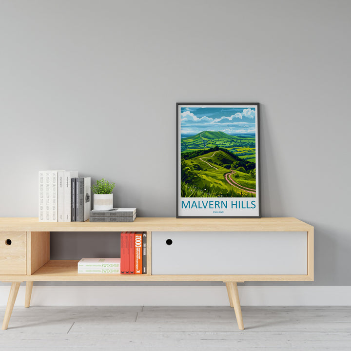 Malvern Hills Travel Print Wall Art Malvern Hills Wall Hanging Home Decoration Malvern Hills Gift Art Lovers Wall Art AONB Wall Print