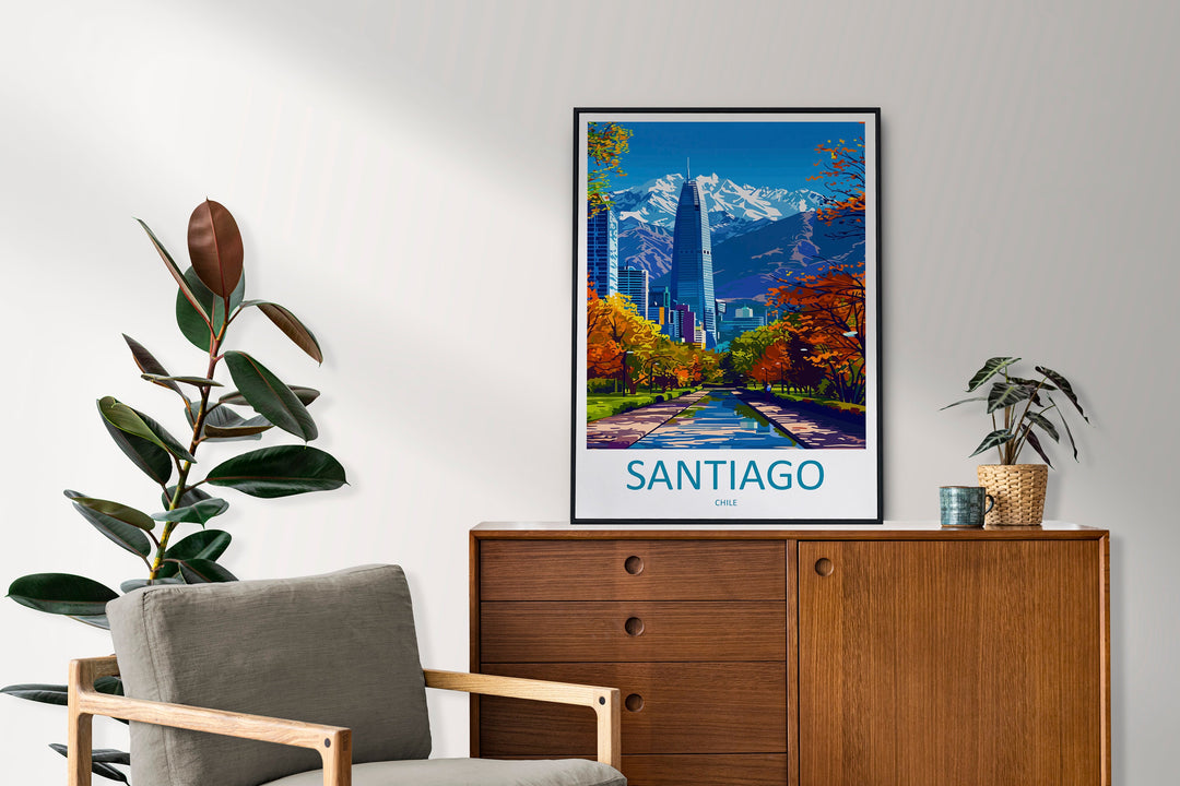 Santiago Travel Print Wall Art Santiago Wall Hanging Home Decoration Santiago Gift Art Lovers Wall Art Print Art Santiago Wall Print Chile