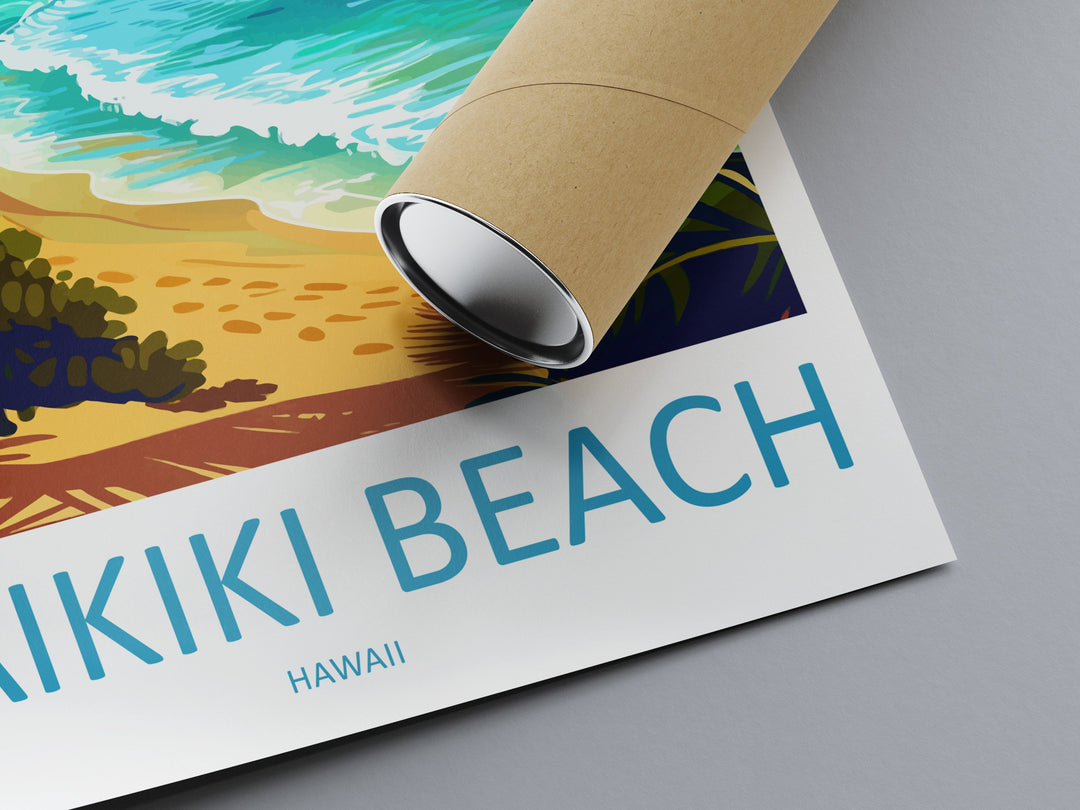 Waikiki Beach Travel Print Wall Art Waikiki Beach Wall Hanging Home Décor Waikiki Beach Gift Art Lovers Hawaii Art Lover Gift Print Artwork