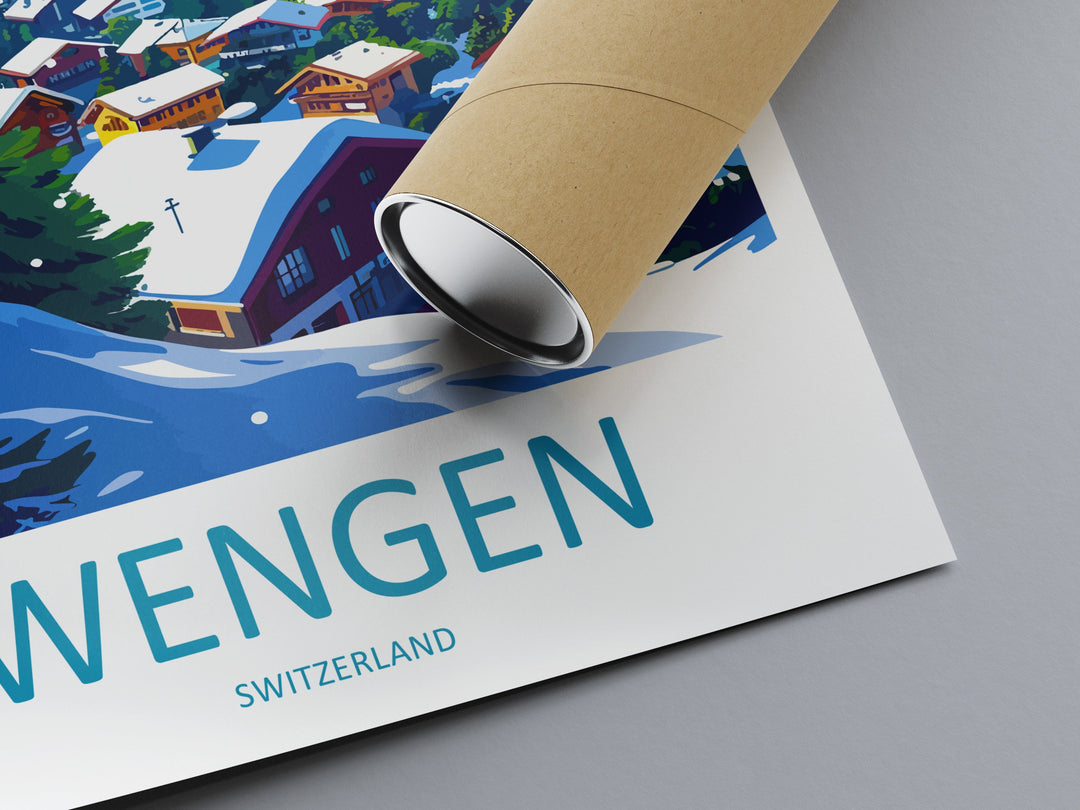 Wengen Travel Print Wall Art Wengen Wall Hanging Home Décor Wengen Gift Art Lovers Switzerland Art Lover Gift Wengen Travel Art