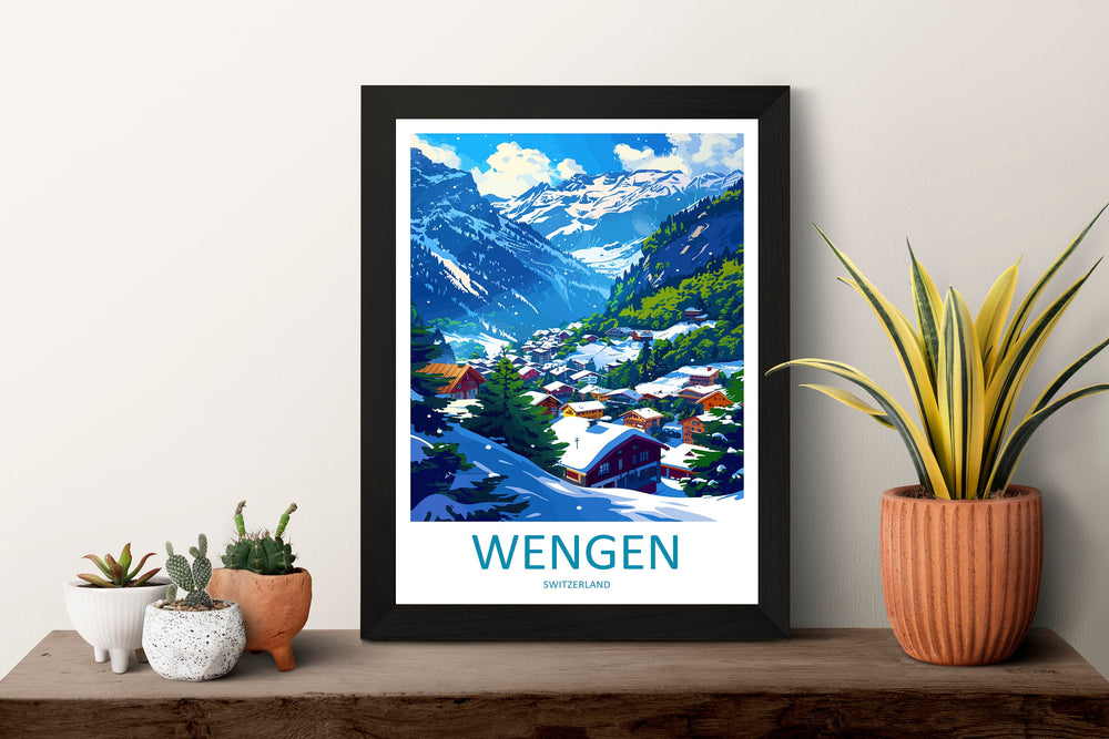 Wengen Travel Print Wall Art Wengen Wall Hanging Home Décor Wengen Gift Art Lovers Switzerland Art Lover Gift Wengen Travel Art