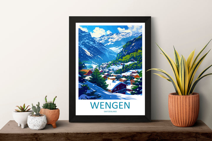 Wengen Travel Print Wall Art Wengen Wall Hanging Home Décor Wengen Gift Art Lovers Switzerland Art Lover Gift Wengen Travel Art