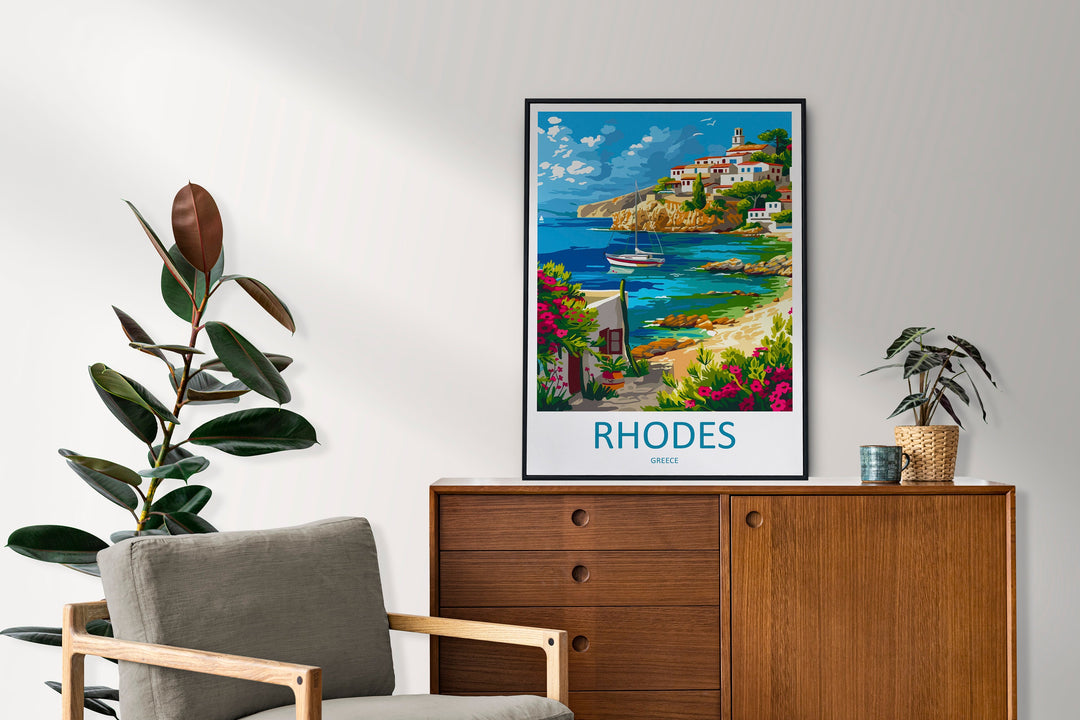 Rhodes Travel Print Wall Art Rhodes Greece Wall Hanging Home Decoration Rhodes Gift Art Lovers Wall Art Print Rhodes Greece Wall Poster Art