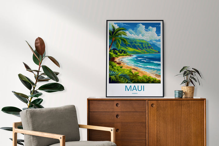 Maui Travel Print Wall Art Maui Wall Hanging Home Décor Maui Gift Art Lovers Hawaii Art Lover Gift Print Artwork