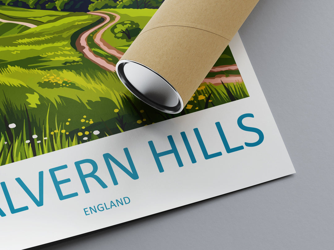 Malvern Hills Travel Print Wall Art Malvern Hills Wall Hanging Home Decoration Malvern Hills Gift Art Lovers Wall Art AONB Wall Print
