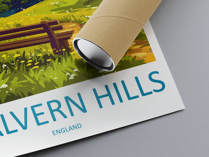 Malvern Hills Travel Print Wall Art Malvern Hills Wall Hanging Home Decoration Malvern Hills Gift Art Lovers Wall Art AONB Wall Print