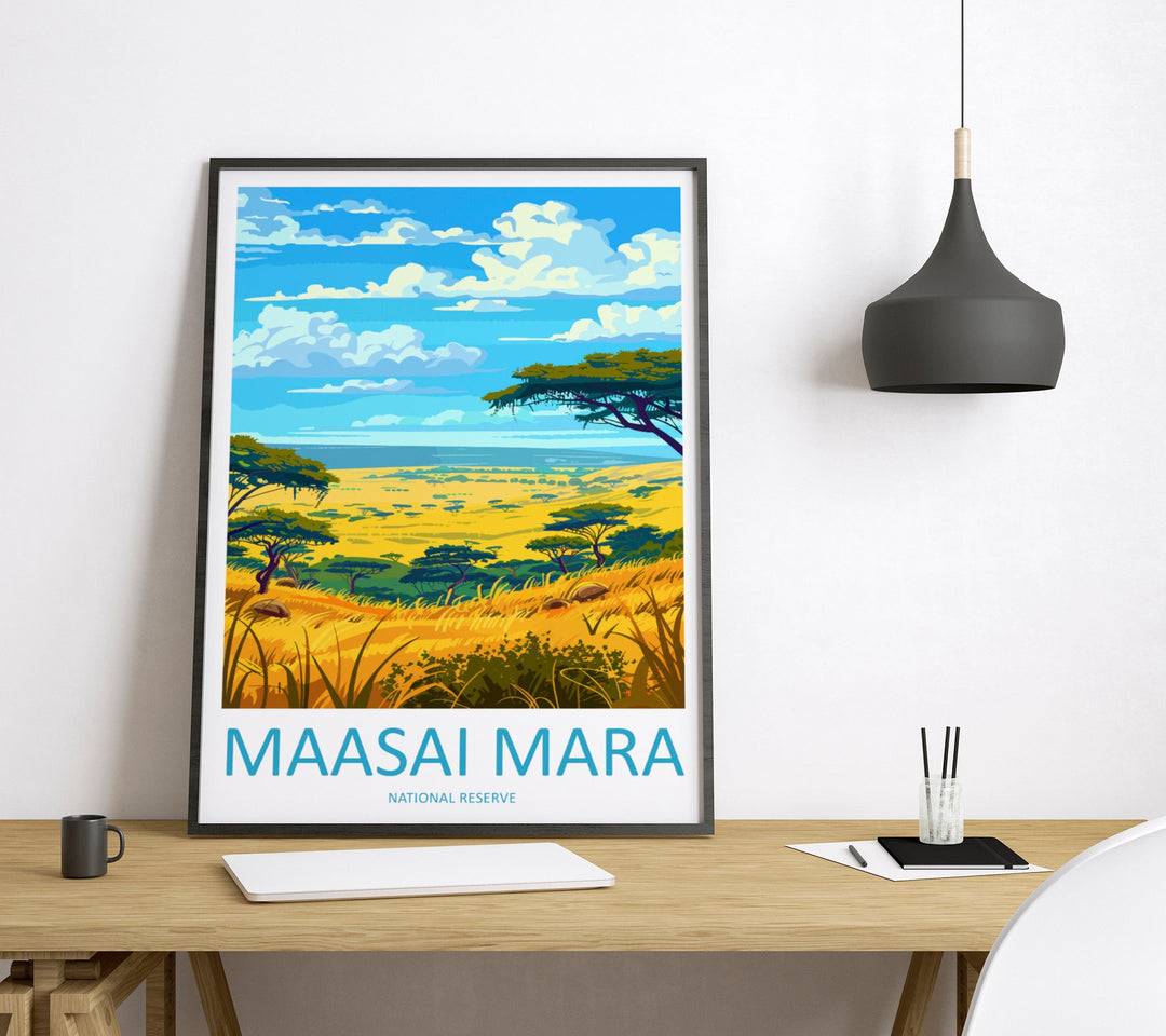Masai Mara Travel Print Wall Art Masai Mara Wall Hanging Home Décor Masai Mara Gift Art Lovers Kenya Art Lover Gift Kenya Travel Print