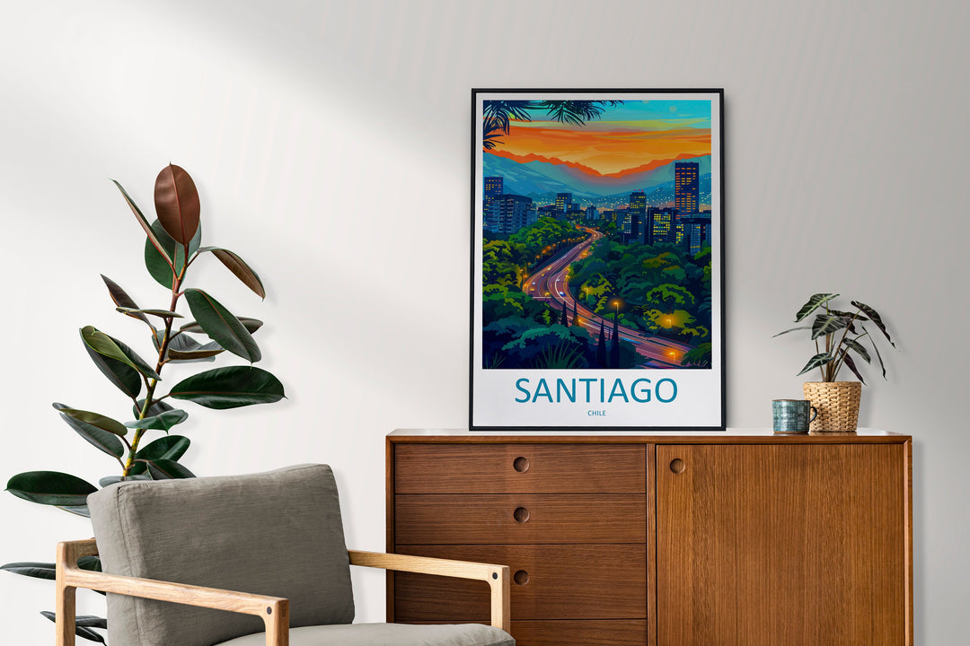 Santiago Travel Print Wall Art Santiago Wall Hanging Home Decoration Santiago Gift Art Lovers Wall Art Print Art Santiago Wall Print Chile