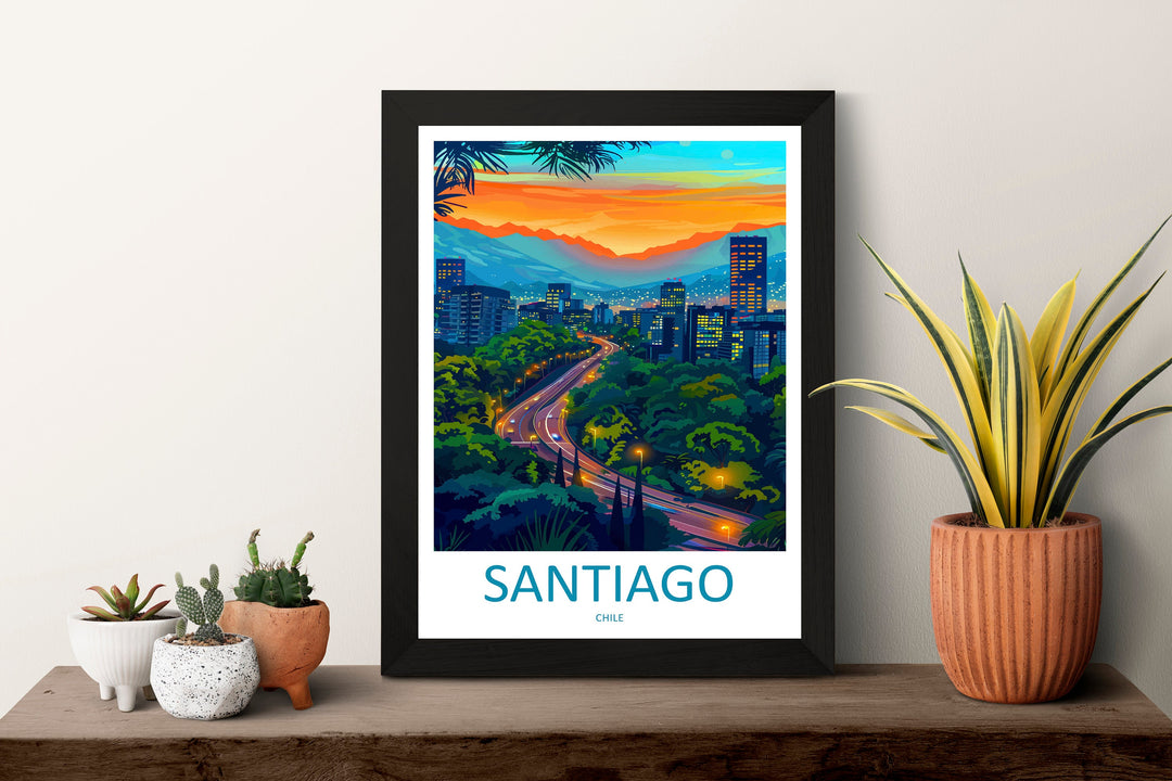 Santiago Travel Print Wall Art Santiago Wall Hanging Home Decoration Santiago Gift Art Lovers Wall Art Print Art Santiago Wall Print Chile