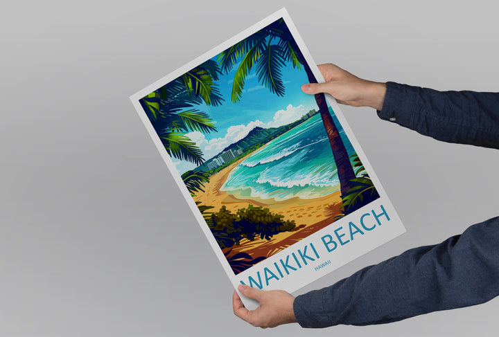 Waikiki Beach Travel Print Wall Art Waikiki Beach Wall Hanging Home Décor Waikiki Beach Gift Art Lovers Hawaii Art Lover Gift Print Artwork