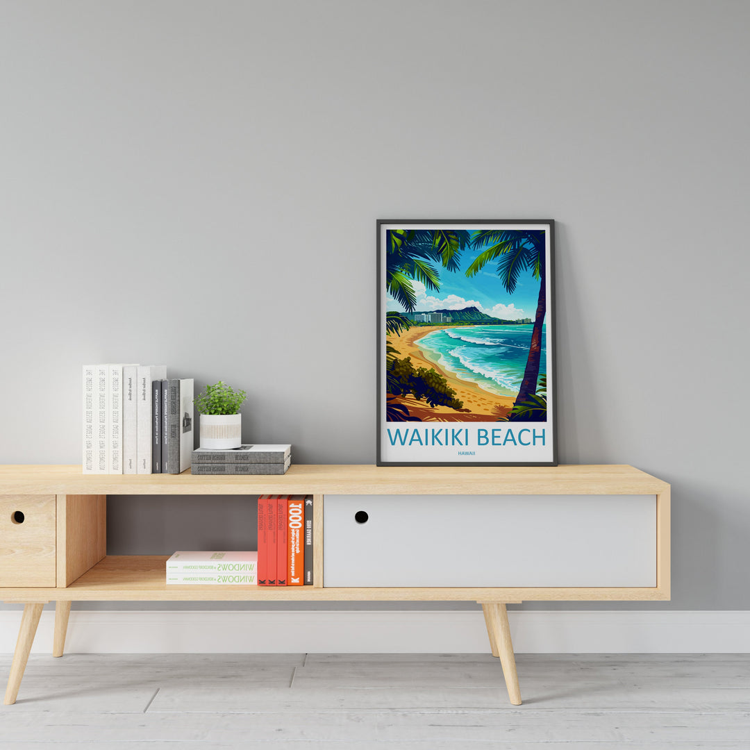Waikiki Beach Travel Print Wall Art Waikiki Beach Wall Hanging Home Décor Waikiki Beach Gift Art Lovers Hawaii Art Lover Gift Print Artwork