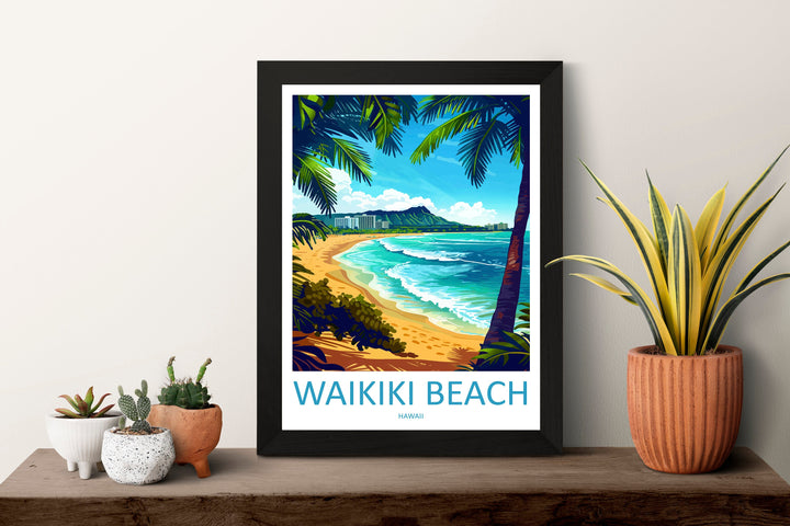 Waikiki Beach Travel Print Wall Art Waikiki Beach Wall Hanging Home Décor Waikiki Beach Gift Art Lovers Hawaii Art Lover Gift Print Artwork