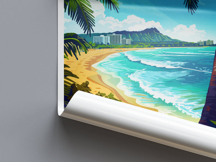 Waikiki Beach Travel Print Wall Art Waikiki Beach Wall Hanging Home Décor Waikiki Beach Gift Art Lovers Hawaii Art Lover Gift Print Artwork