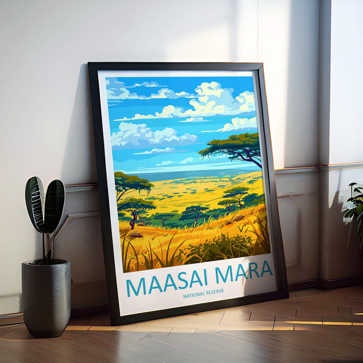 Masai Mara Travel Print Wall Art Masai Mara Wall Hanging Home Décor Masai Mara Gift Art Lovers Kenya Art Lover Gift Kenya Travel Print