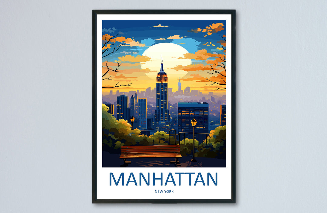 Manhattan New York Travel Print Wall Art Manhattan Wall Hanging Home Décor Manhattan Gift Art Lovers New York Art Lover