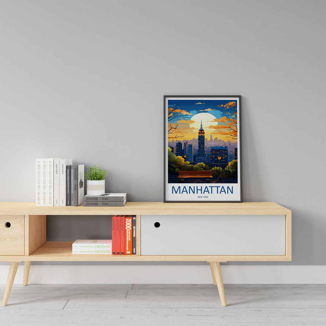 Manhattan New York Travel Print Wall Art Manhattan Wall Hanging Home Décor Manhattan Gift Art Lovers New York Art Lover