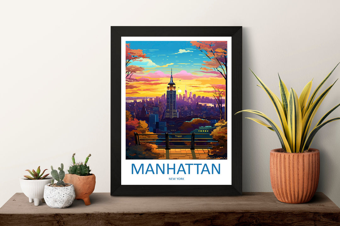 Manhattan New York Travel Print Wall Art Manhattan Wall Hanging Home Décor Manhattan Gift Art Lovers New York Art Lover