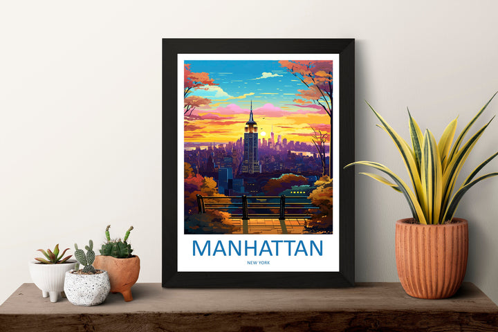 Manhattan New York Travel Print Wall Art Manhattan Wall Hanging Home Décor Manhattan Gift Art Lovers New York Art Lover