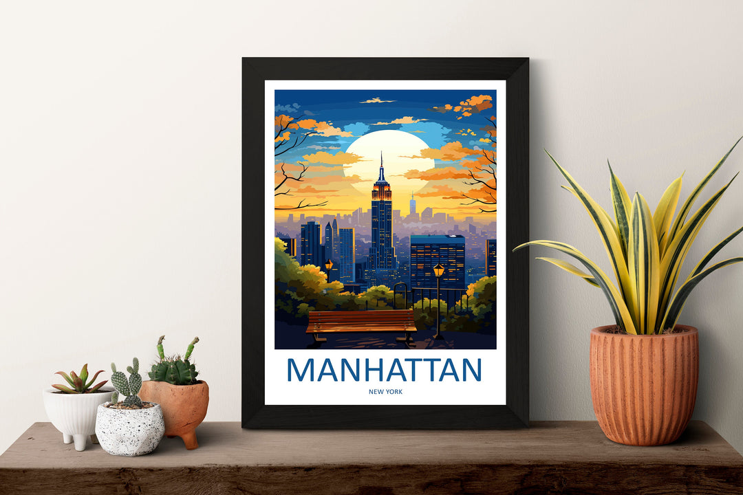 Manhattan New York Travel Print Wall Art Manhattan Wall Hanging Home Décor Manhattan Gift Art Lovers New York Art Lover