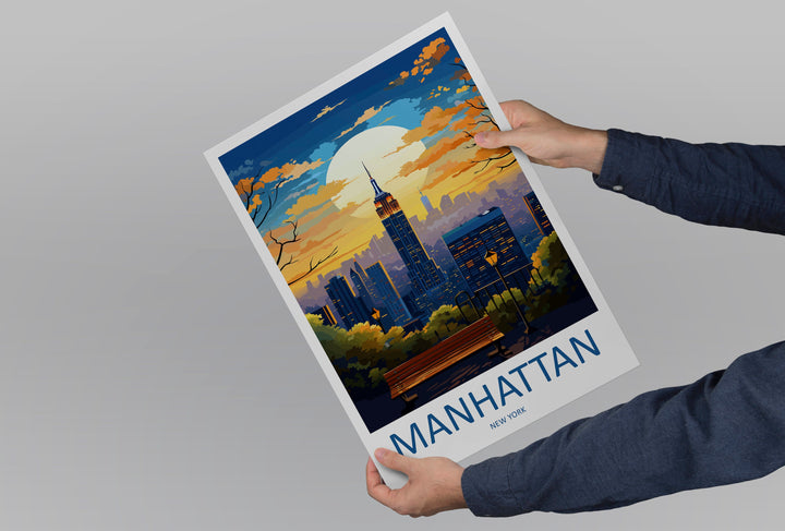 Manhattan New York Travel Print Wall Art Manhattan Wall Hanging Home Décor Manhattan Gift Art Lovers New York Art Lover