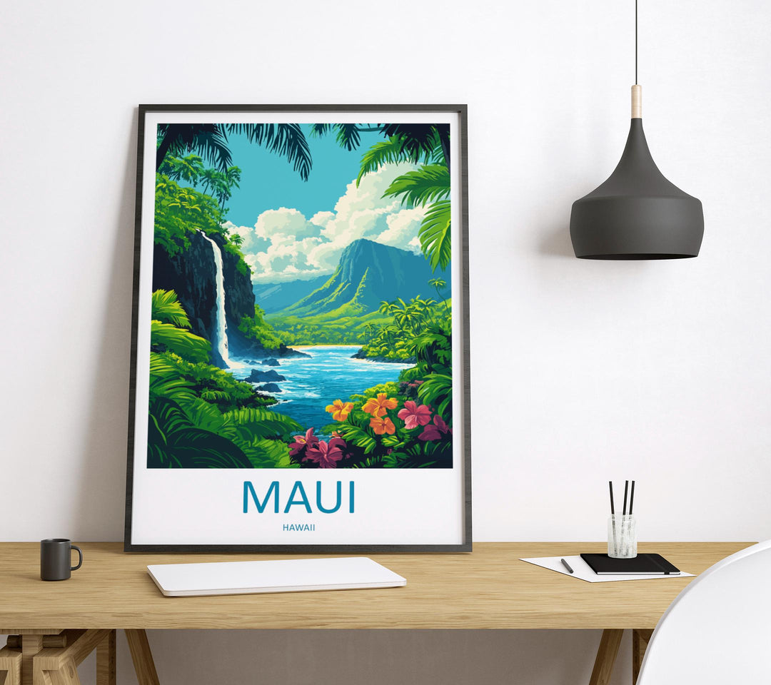 Maui Travel Print Wall Art Maui Wall Hanging Home Décor Maui Gift Art Lovers Hawaii Art Lover Gift Print Artwork