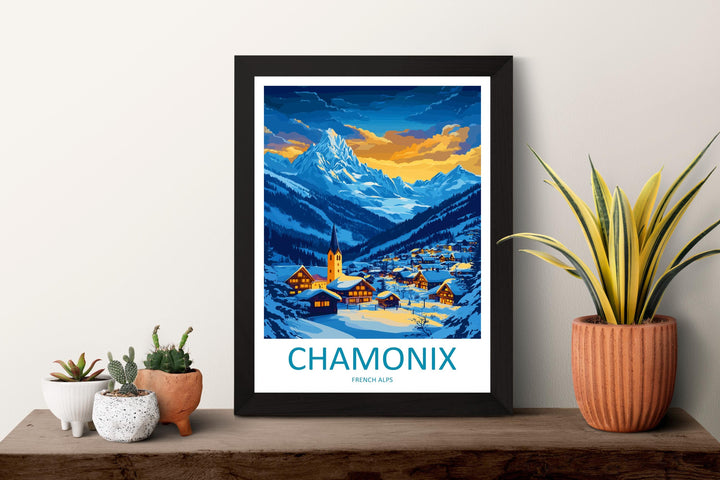 Chamonix Travel Print Wall Art Chamonix Wall Hanging Home Décor Chamonix Gift Art Lovers Ski Art Lover Gift Chamonix Print Skiing Artwork