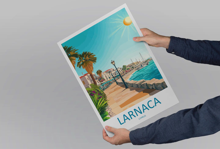 Larnaca Travel Print Larnaca Wall Decor Cyprus Larnaca Art Larnaca Wall Art Cyprus Poster Gift for Mediterranean Lovers Poster Larnaca
