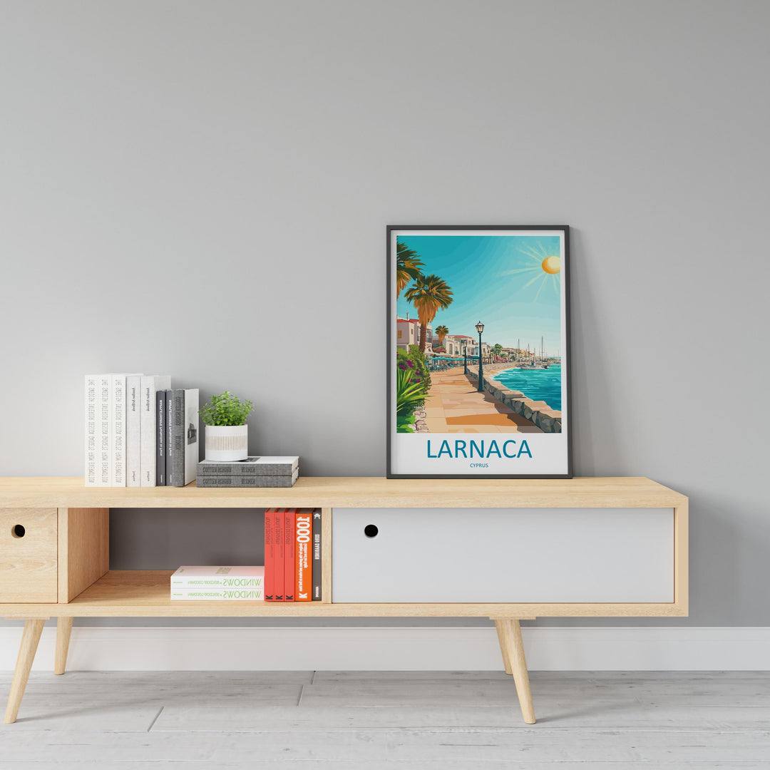 Larnaca Travel Print Larnaca Wall Decor Cyprus Larnaca Art Larnaca Wall Art Cyprus Poster Gift for Mediterranean Lovers Poster Larnaca