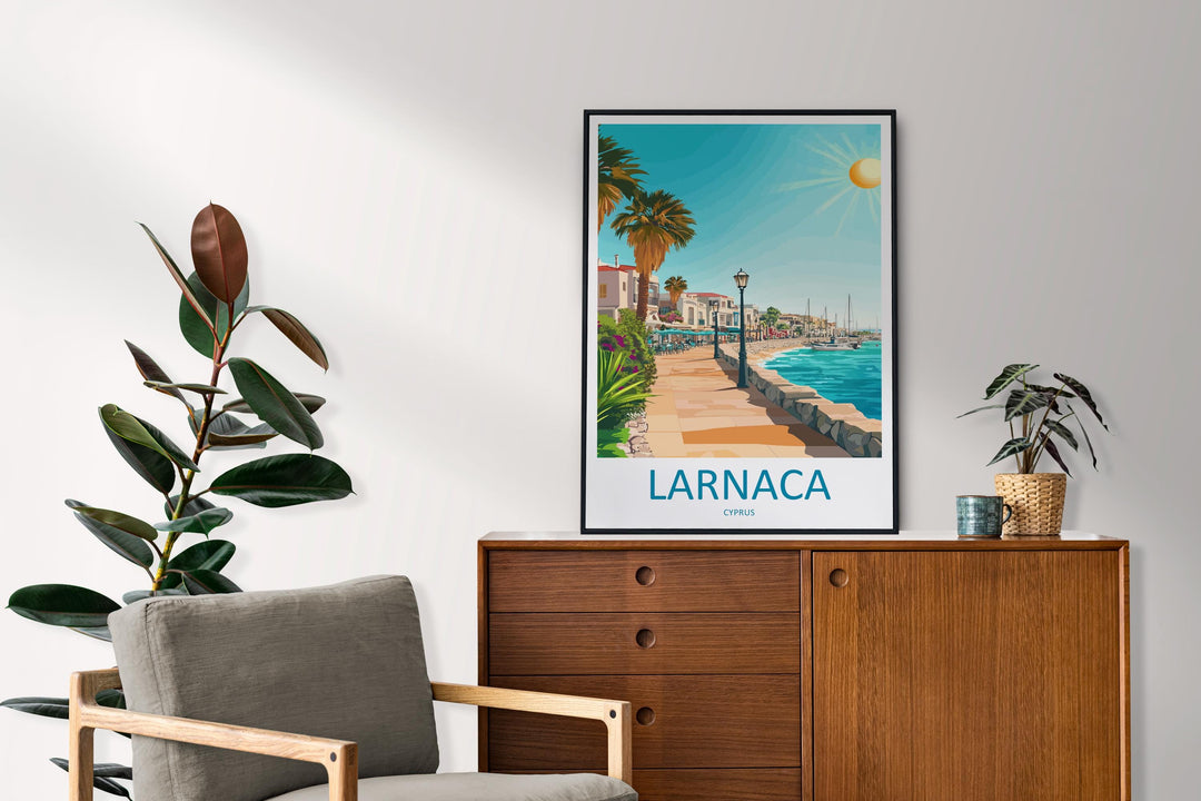 Larnaca Travel Print Larnaca Wall Decor Cyprus Larnaca Art Larnaca Wall Art Cyprus Poster Gift for Mediterranean Lovers Poster Larnaca