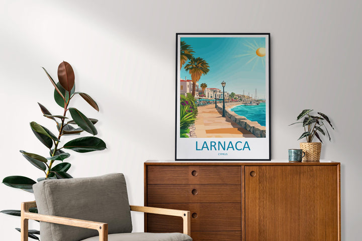 Larnaca Travel Print Larnaca Wall Decor Cyprus Larnaca Art Larnaca Wall Art Cyprus Poster Gift for Mediterranean Lovers Poster Larnaca