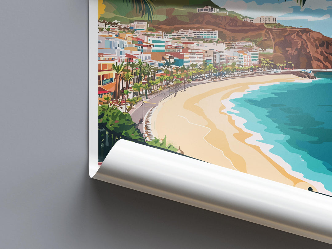 Los Cristianos Travel Print Los Cristianos Wall Decor Spain Los Cristianos Art Los Cristianos Wall Art Tenerife Poster Gift for Beach Lovers