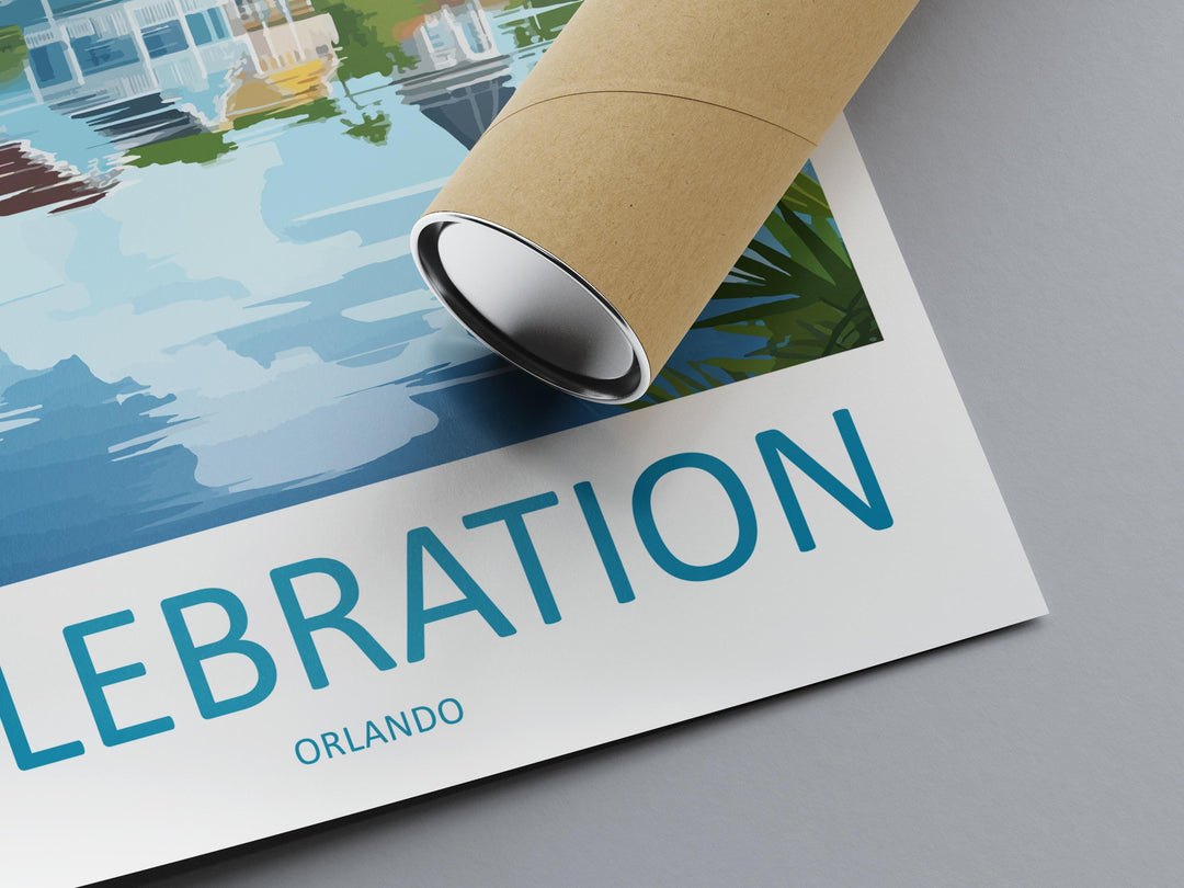 Celebration Orlando Travel Print Celebration Wall Decor Florida Celebration Art Celebration Wall Art Florida Poster Gift Celebration Poster