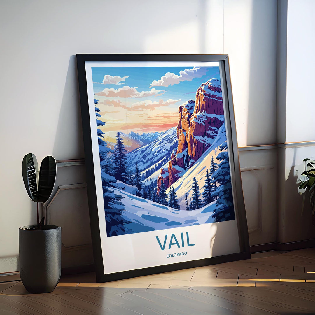 Vail Ski Resort Travel Print Wall Art Vail Ski Resort Wall Hanging Home Décor Vail Gift Art Lovers Ski Art Lover Gift Vail Print Skiing