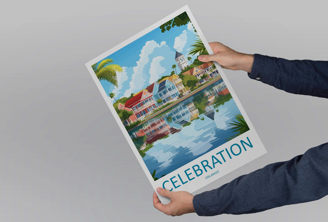 Celebration Orlando Travel Print Celebration Wall Decor Florida Celebration Art Celebration Wall Art Florida Poster Gift Celebration Poster