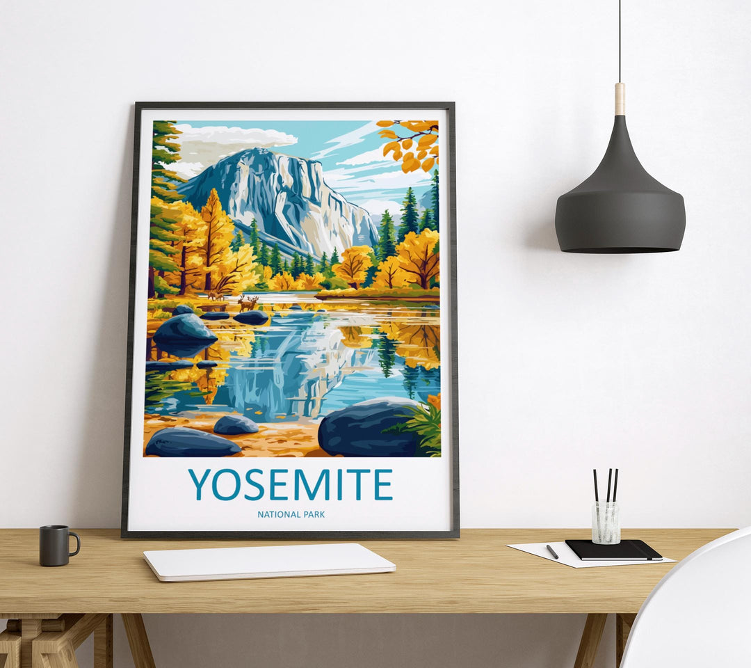 Yosemite Travel Print Yosemite Wall Art Yosemite Mountains Decor Half Dome Nature Poster Gift for National Park Lover Landscape Art