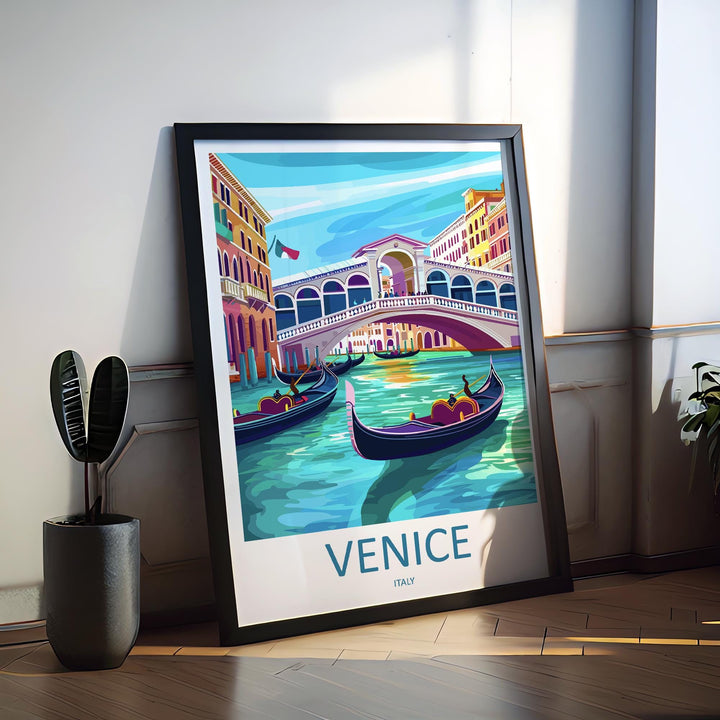 Venice Travel Print Venice Wall Art Venice Canal Decor Gondola Poster Italy Cityscape Gift for Italy Lover Romantic Europe Art Print