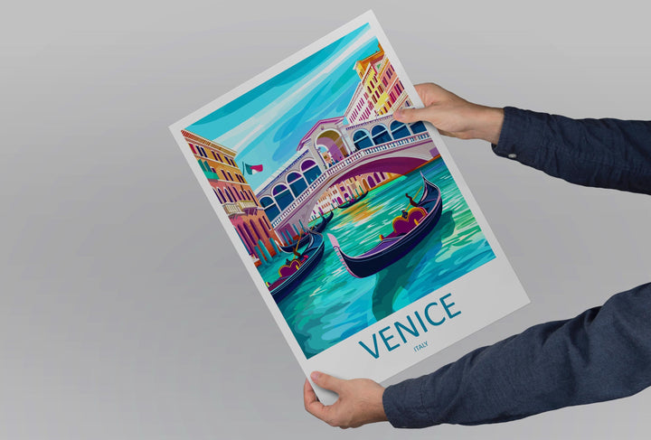 Venice Travel Print Venice Wall Art Venice Canal Decor Gondola Poster Italy Cityscape Gift for Italy Lover Romantic Europe Art Print
