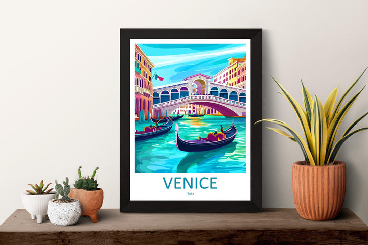 Venice Travel Print Venice Wall Art Venice Canal Decor Gondola Poster Italy Cityscape Gift for Italy Lover Romantic Europe Art Print