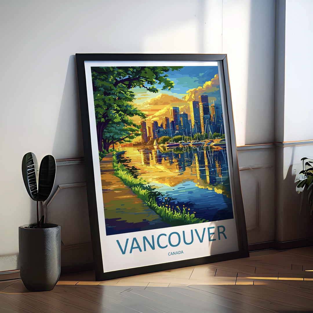 Vancouver Travel Print Vancouver Wall Art Canada City Poster Mountain Ocean Decor Gift for Nature Lover Pacific Northwest Art Print
