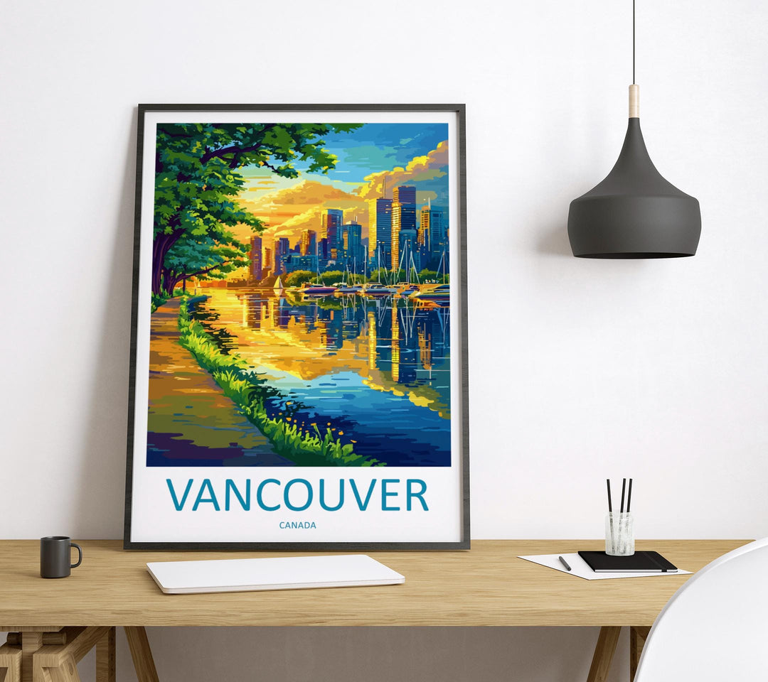 Vancouver Travel Print Vancouver Wall Art Canada City Poster Mountain Ocean Decor Gift for Nature Lover Pacific Northwest Art Print