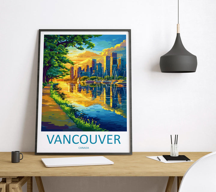 Vancouver Travel Print Vancouver Wall Art Canada City Poster Mountain Ocean Decor Gift for Nature Lover Pacific Northwest Art Print
