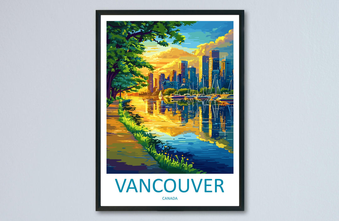 Vancouver Travel Print Vancouver Wall Art Canada City Poster Mountain Ocean Decor Gift for Nature Lover Pacific Northwest Art Print