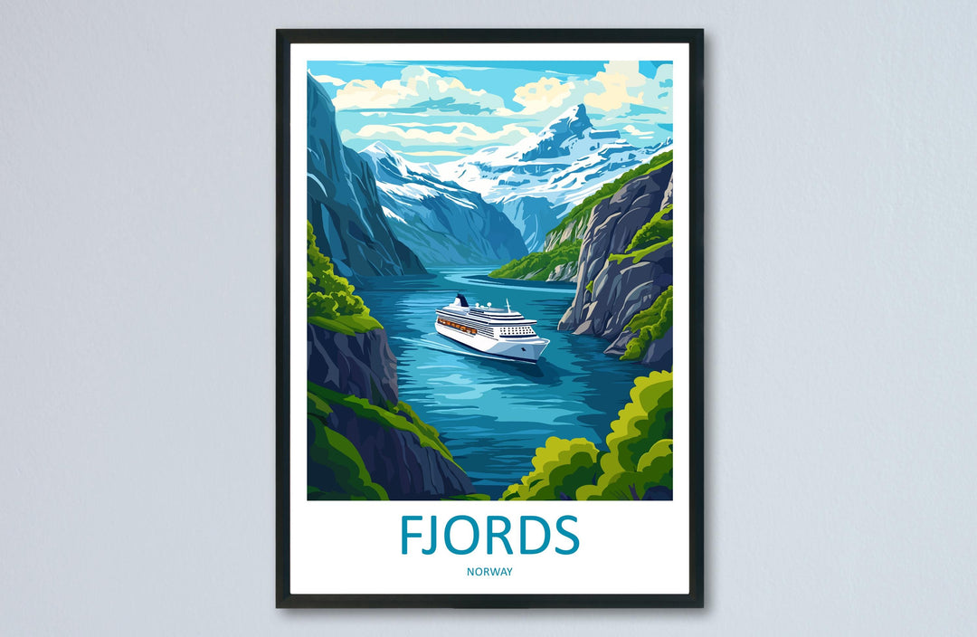 Fjords Travel Print Norway Wall Art Scenic Landscape Poster Nordic Nature Decor Gift for Adventure Lover Scandinavian Mountains Art
